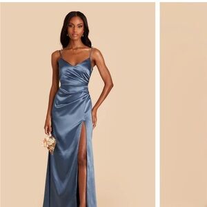 Satin bridesmaid dress.